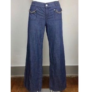 Michael Kors Wide Leg Flare Jeans With Chains